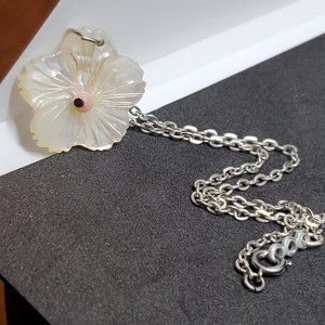 Hand Carved Mother Of Pearl Flower Pendant Anklet